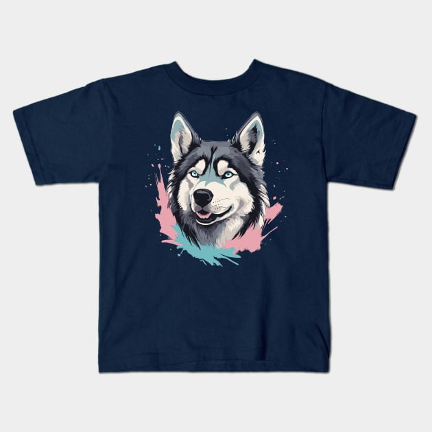 Husky Kids T-Shirt by Ray Crimson